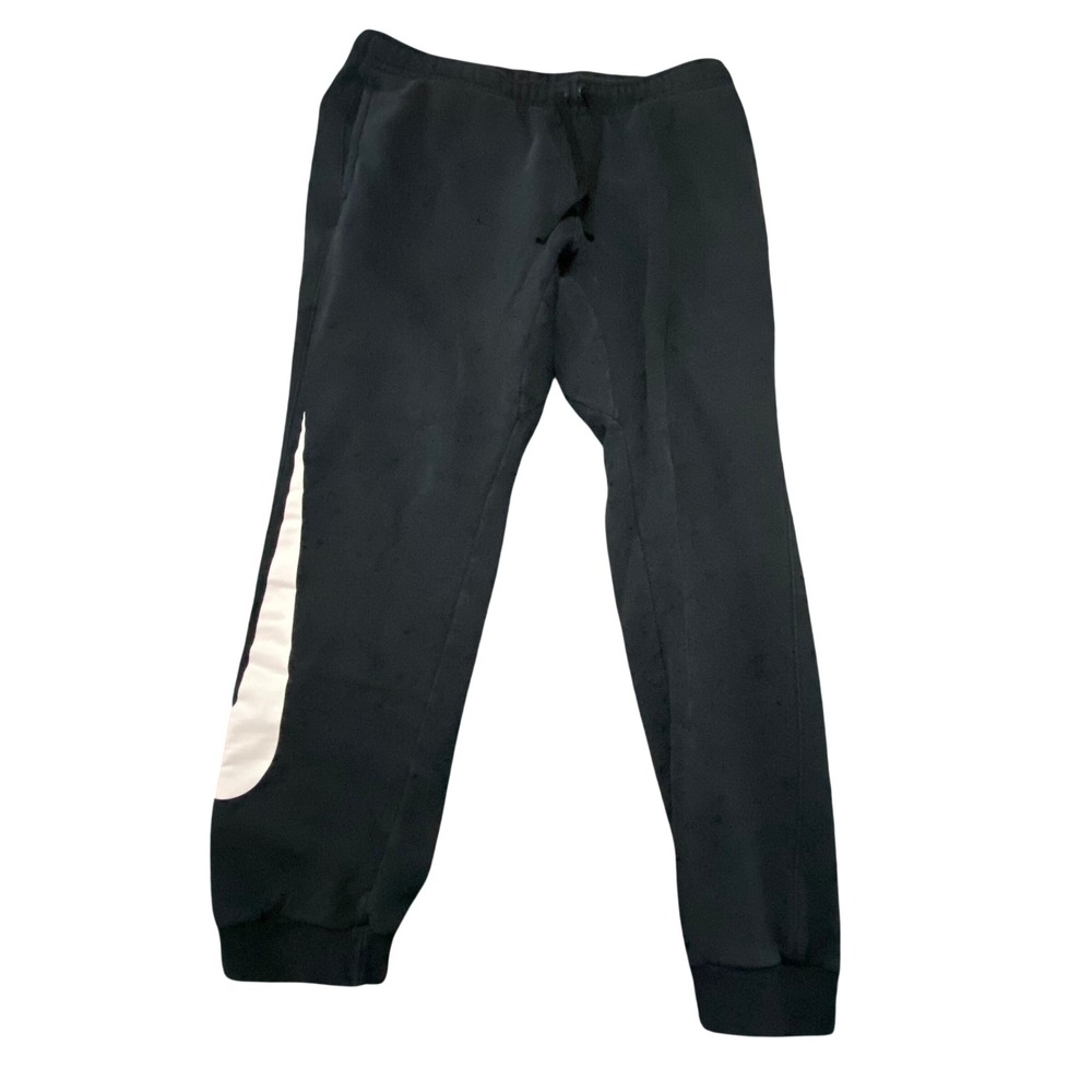 Nike‎ Joggers Mens Large Black Big Swoosh Fleece Sweatpants